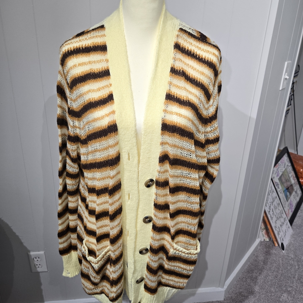 Urban Outfitters Striped Cardigan in Brown and Cream